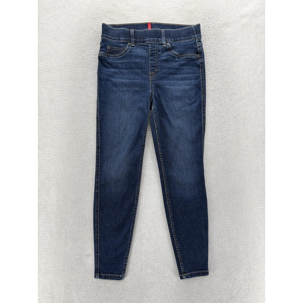 Spanx Jegging Skinny Jeans Womens M Petite Blue Dark Wash Mid Rise Shaping Denim